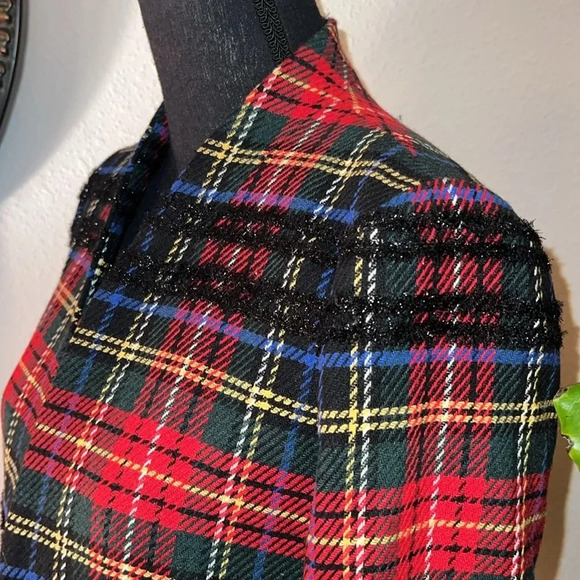 J. Crew Going-Out Lurex Metallic Steward Tartan Blazer Red Plaid Size 4 NWT - Picture 5 of 15
